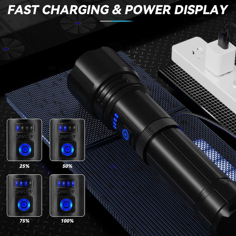 Rechargeable LED Flashlight - 99,000 LM Super Bright High Lumens | Waterproof Handheld Flashlights (2 Pack)
