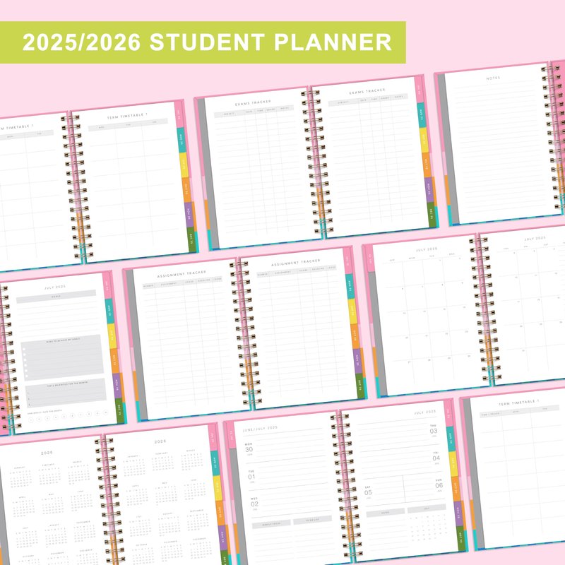And Per Se Student Planner 2025-2026, Academic Planner July 2025 - June 2026, 8.5" × 6.2", Weekly & Monthly Lesson Plan for Students with Colorful Tabs & Stickers (Stripe)