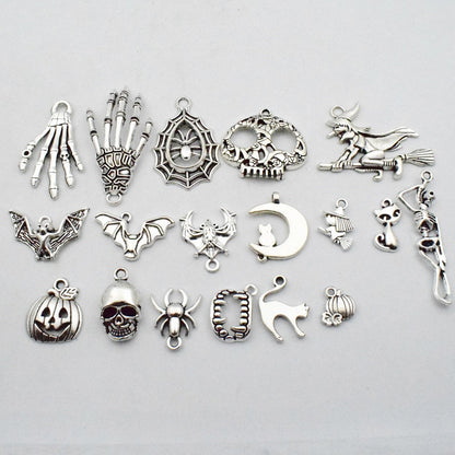 iloveDIYbeads Halloween Charm-100g(about 55-60pcs) Antique Silver Halloween Collection Craft Supplies Charms Pendants for Crafting, Jewelry Findings Making Accessory For DIY Necklace Bracelet (M001)