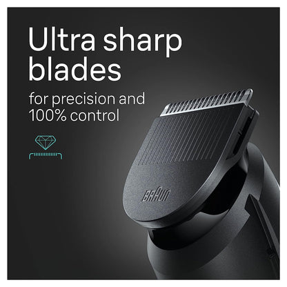 Braun All-In-One Style Kit Series 3 3430, 3-in-1 Trimmer for Men with Beard Trimmer, Ear & Nose Trimmer, Hair Clippers, Ultra-Sharp Blade, 20 Length Settings, Washable