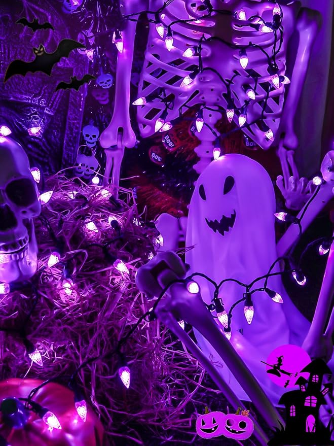 240 LED 78FT C6 Christmas String Lights, Super Long Christmas Lights Outdoor Indoor with 13 Modes & Timer, Waterproof Fairy Twinkle Light Plug in for Tree Yard House Horror Party Decorations (Purple)