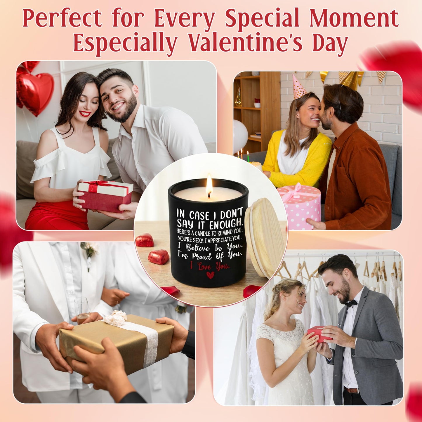 TEEZWONDER Valentines Day Gifts for Her Him - Long Lasting Vanilla Lavender Candle 10 Oz - Romantic Anniversary Wedding Birthday Valentines Gifts for Women Men, Girlfriend Boyfriend Gift Ideas