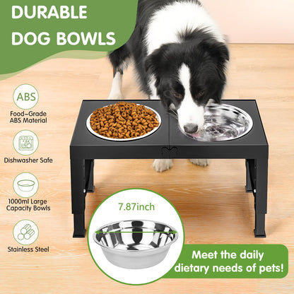 Elevated Dog Bowls Large Breed XIAZ Raised Dogs Bowl Stand Large/Medium Sized Dog 1L Food Water Bowl Stands 5 Heights Adjustable 9/11/12/14in Black Pet Feeder Dish Station