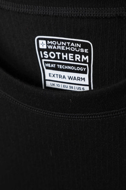 Mountain Warehouse Talus Womens Round Neck Tops - Multipack Ladies Thermal Tee, Lightweight, Quick Drying - Best for, Skiing, Snowboarding to wear as a Baselayer Black (2 Pack) Women's Size 14