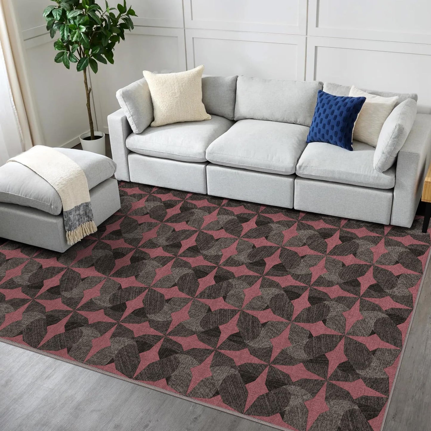 Tydle Chair Mat for Hard Floors, 60" x 75" Chair Mat for Hardwood Floor, Non-Slip Hard Floor Protector Computer Under Desk Rug for Home Office (Black & Red)