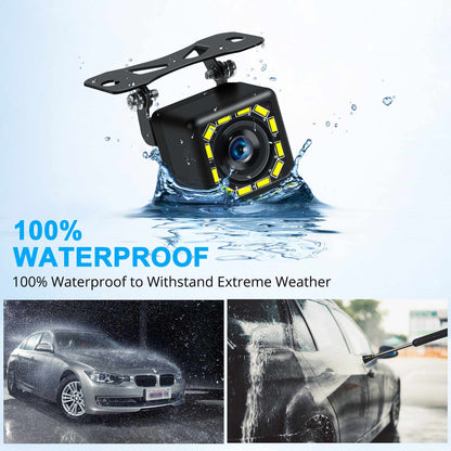 Car Backup Camera, Rear View Camera Ultra HD 12 LED Night Vision,Waterproof Reverse Camera 140° Wide View Angel with Multiple Mount Brackets for Universal Cars,SUV,Trucks,RV and More