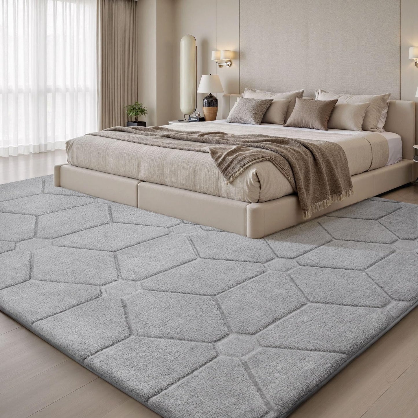 Sour Lemon 4x6 Area Rugs for Living Room, Soft Large Area Rug Fluffy Grey Rugs for Bedroom，Machine Washable Area Rug Non Slip Carpet Rug for Living Room Playroom Kids Room Home Decor