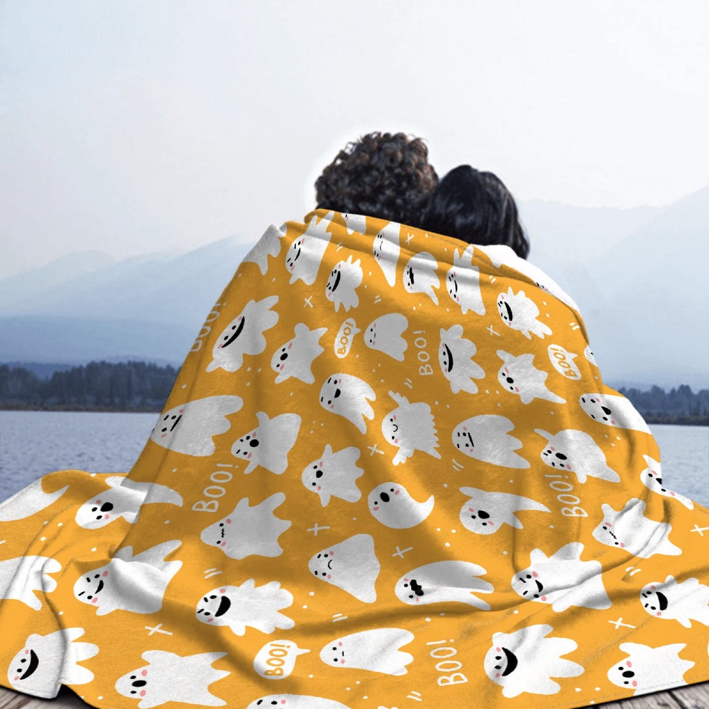 Cute Cartoon Ghost Yellow Blanket Halloween Lightweight Throw Blanket for Women Men Soft Cozy Fleece Couch Living Room Bed Blanket for Kids Girls Boys—All Season X-Small 40x30In (Toddler) PET
