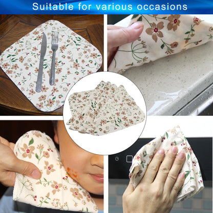 PINOWU Reusable Paper Towels Cotton Cloths (12pcs), Absorbent Kitchen Dishcloths (25x25cm) Washable Paperless Towels Zero Waste Alternative Napkins for Kitchen Household
