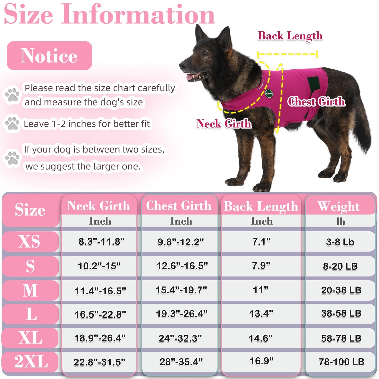 Kodervo Dog Anxiety Jacket, Skin-Friendly Dog Calming Shirt - Dog Coat for Thunder, Fireworks, Vet Visits and Separation - Keep Pet Calm Without Medicine & Training, Army Green, Medium