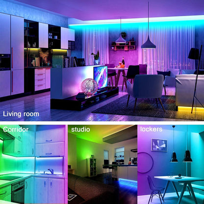 dalattin Smart WiFi Led Lights 130ft, Work with Alexa Google Assistant, APP Voice Remote Control Led Strip Lights RGB Color Changing Music Sync Led Lights for Bedroom Valentine (2 Rolls of 65.6ft)