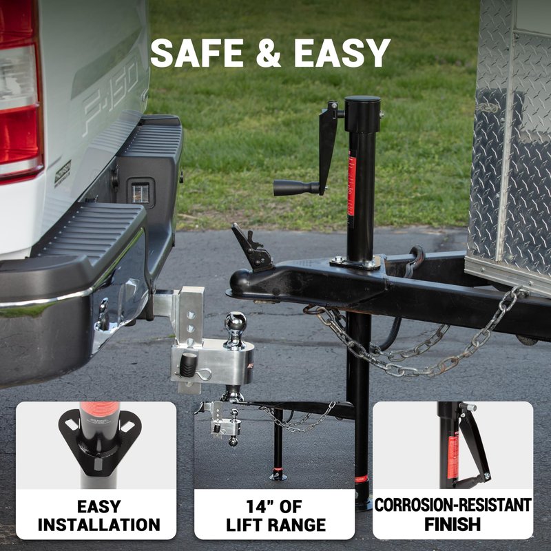 Aluma-Tow UC200020 Trailer Jack 2000 lbs., Power Tongue Jack, A-Frame, Heavy Duty Swivel Boat Trailer Jack, Manual Crank Handle, 9"-23" for Lifting Trailers, Campers & RVs & Boats