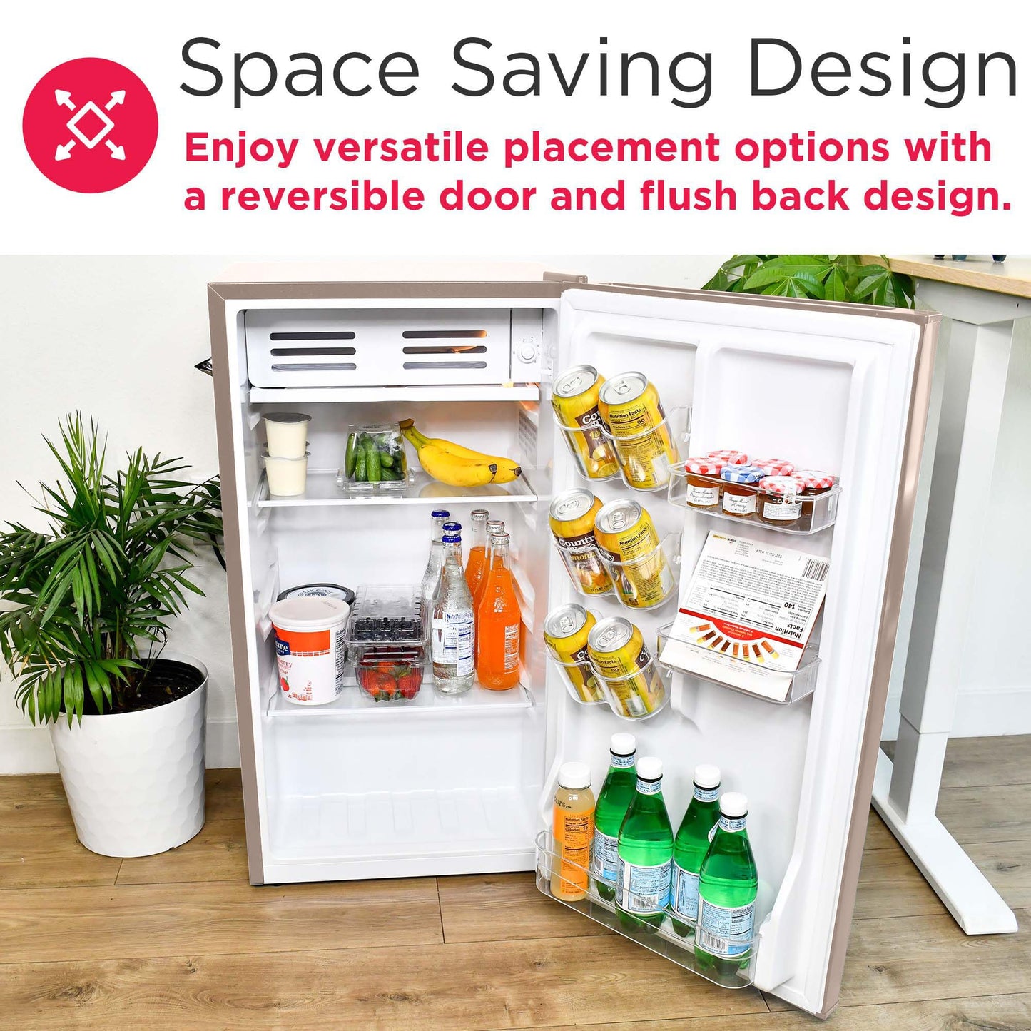 Frigidaire Retro Compact Fridge with Chiller, 3.2 cu ft Countertop Fridge with Built-In Bottle Opener, Compact Refrigerator for Office, Bedroom, Dorm Room or Cabin - 16.5" D x 19" W x 31" H (Coral)