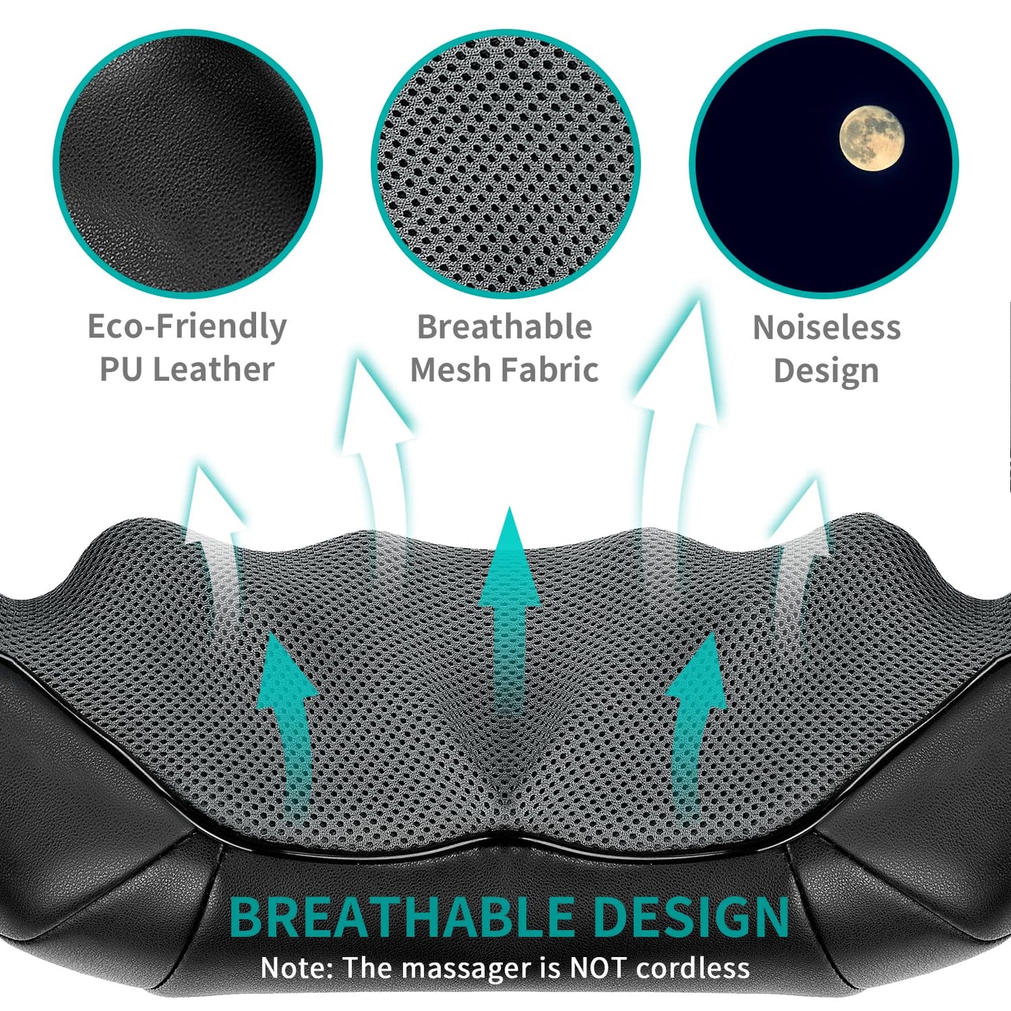 Nekteck Neck Massager for Pain Relief Deep Tissue, FSA Eligible Shiatsu Back Massager with Heating 3D Kneading Massage Pillow for Shoulder Leg Muscle, Office Home Car Use, HSA Eligible, Plug-in Use