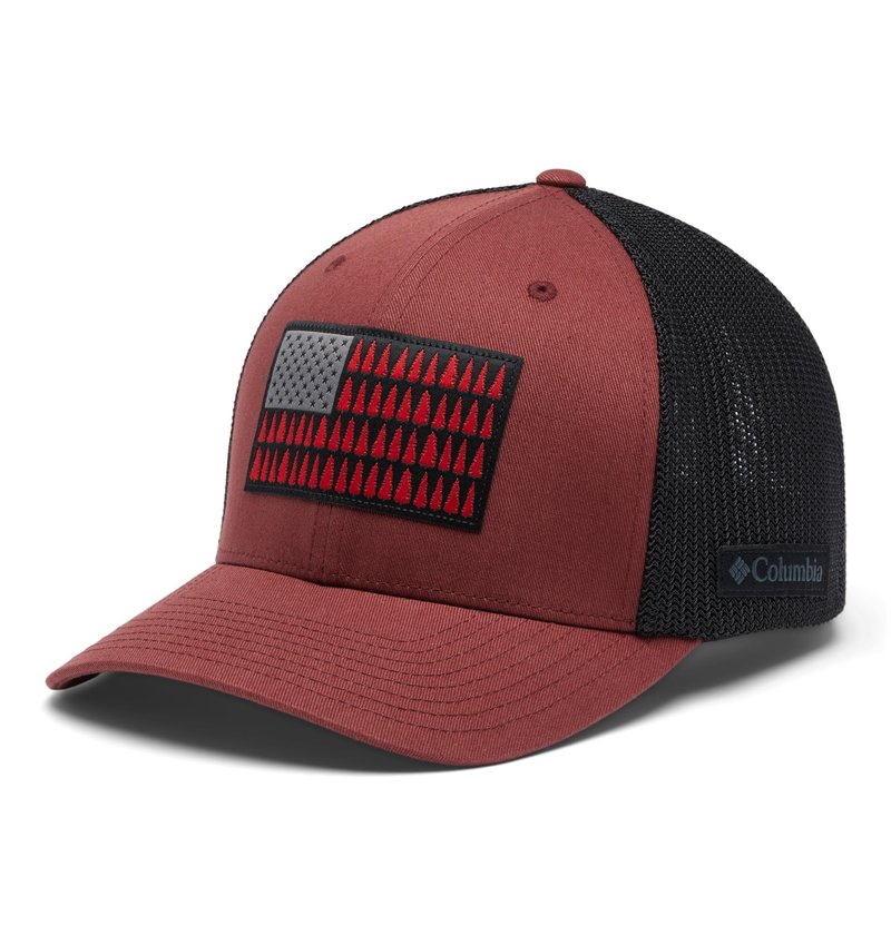 Columbia Unisex Tree Flag Mesh Ball Cap, Spice/Black, Small/Medium
