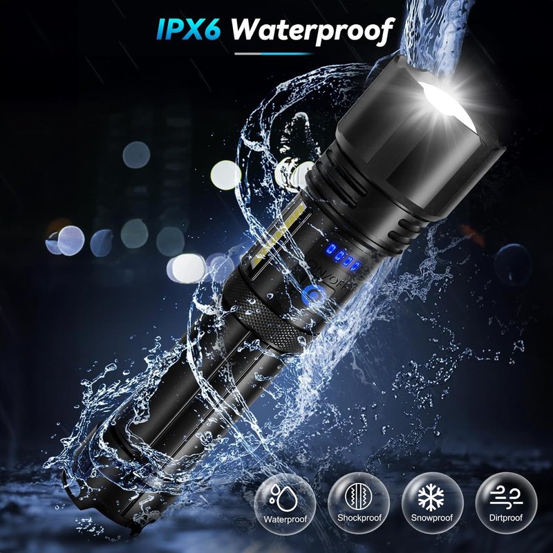 Rechargeable LED Flashlight - 99,000 LM Super Bright High Lumens | Waterproof Handheld Flashlights (2 Pack)