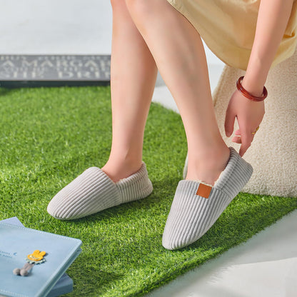 ROPULP Slippers for Women Memory Foam Corduroy Soft Full Slippers House Shoes Womens Fashion Footwear Comfy Trendy Gift Grey, Size 5-6
