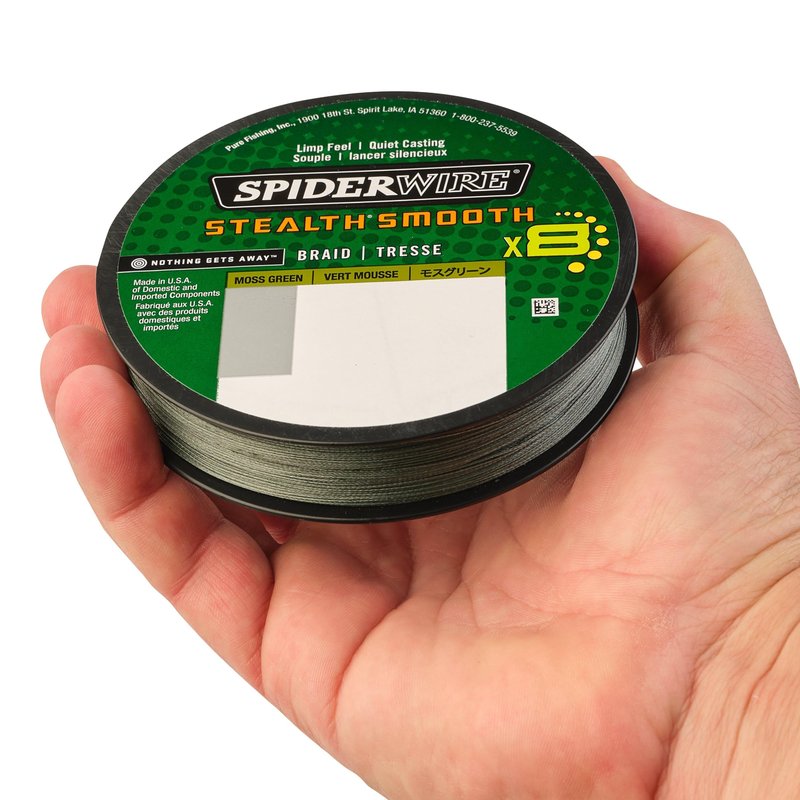 SpiderWire Stealth® Smooth Superline, Moss Green, 15lb | 6.8kg, 125yd | 114m Braided Fishing Line, Suitable for Freshwater Environments