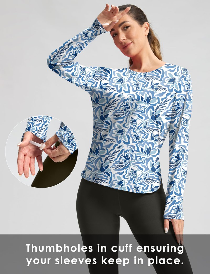 Women's Sun Shirts UPF 50+ Long Sleeve UV Protection Shirt Lightweight Quick Dry Workout Hiking Tops for Women(Peri Blue Freesia,XL)