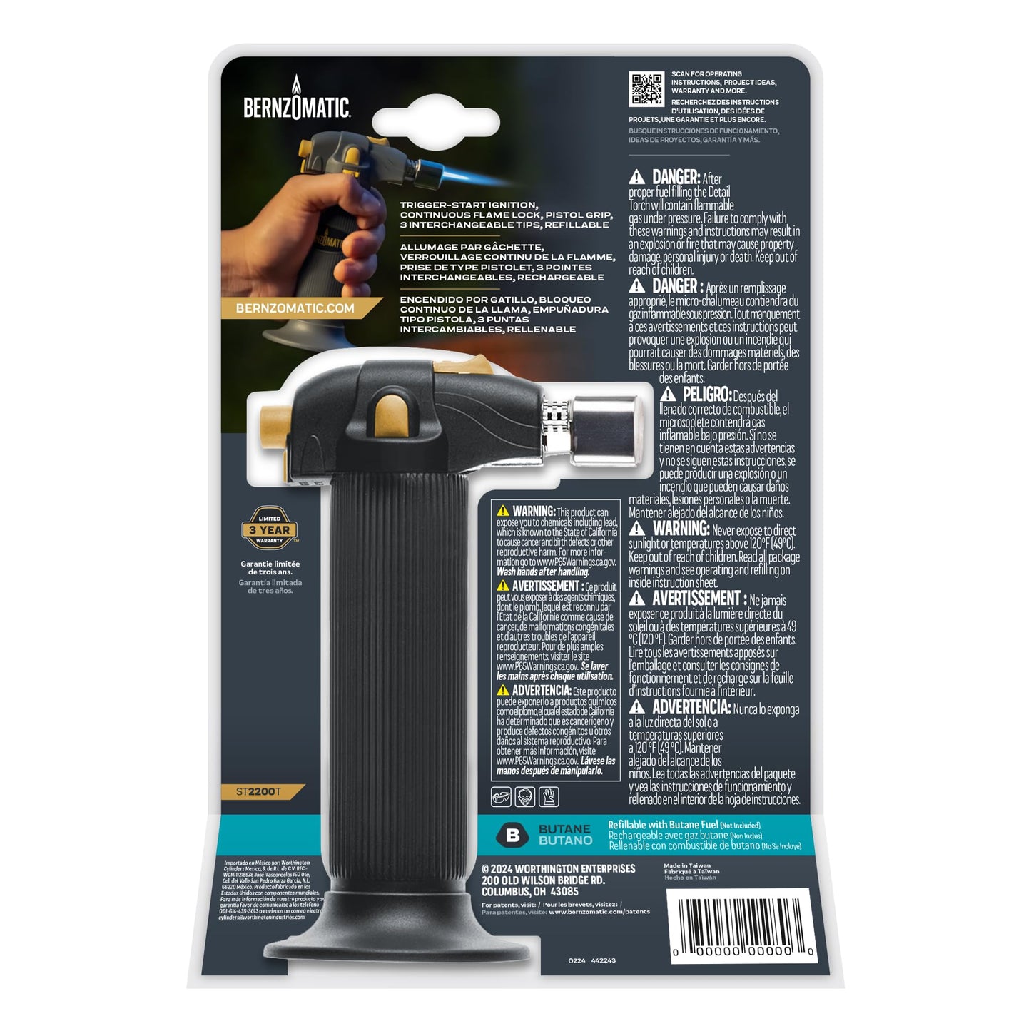 Bernz-O-Matic ST2200T Micro Flame Butane Torch Kit, Small, Black