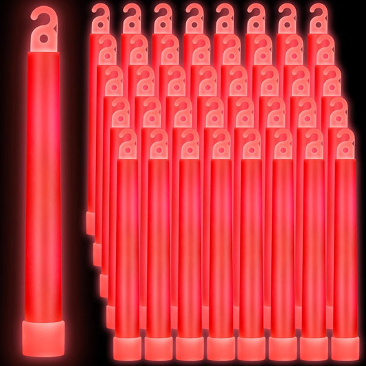 Sotiff 96 Pcs Bright 6 Inch Large Glow Sticks Bulk Emergency Glow in The Dark Sticks with 12 Hour Duration for Camping Hiking Outdoor Parties Activities Survival Storms (Red)