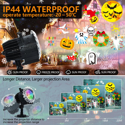 Segotendy Halloween Projector Lights Outdoor, 8 Images Mode with 96 Cartoons,Waterproof Holiday Projector with Remote Control Timer for Valentine Decorations Easter Christmas Halloween Birthday Party