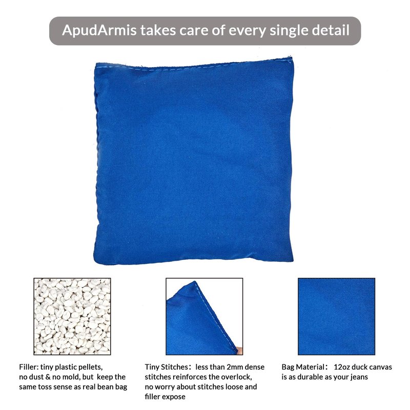 ApudArmis All Weather Cornhole Bean Bags, Set of 8 Weather Resistant Corn Hole Bags for Cornhole Toss Games - for ApudArmis (Includes Carry Bag)