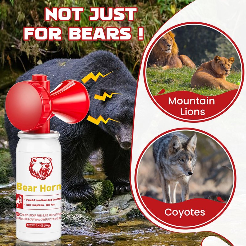 Dunkive 2 Pack Bear Horns - Very Loud 120dB Air Horns for Safety, Heard Up to 1/2 Mile Away, Scares Wild Animals