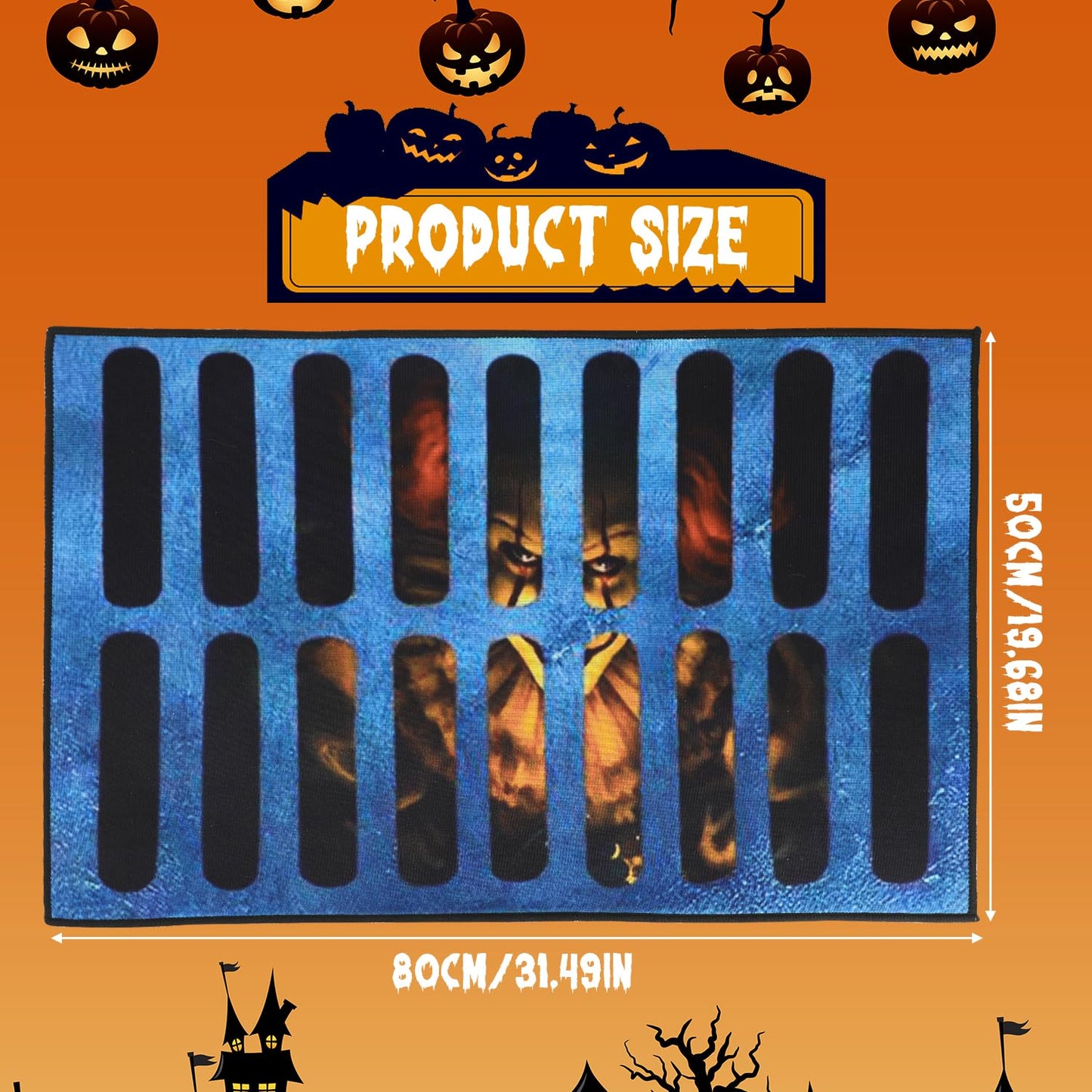 3D Illusion Clown Door Mat, Horror Movie Sewer Doormat, Indoor/Outdoor Welcome Rug (B)