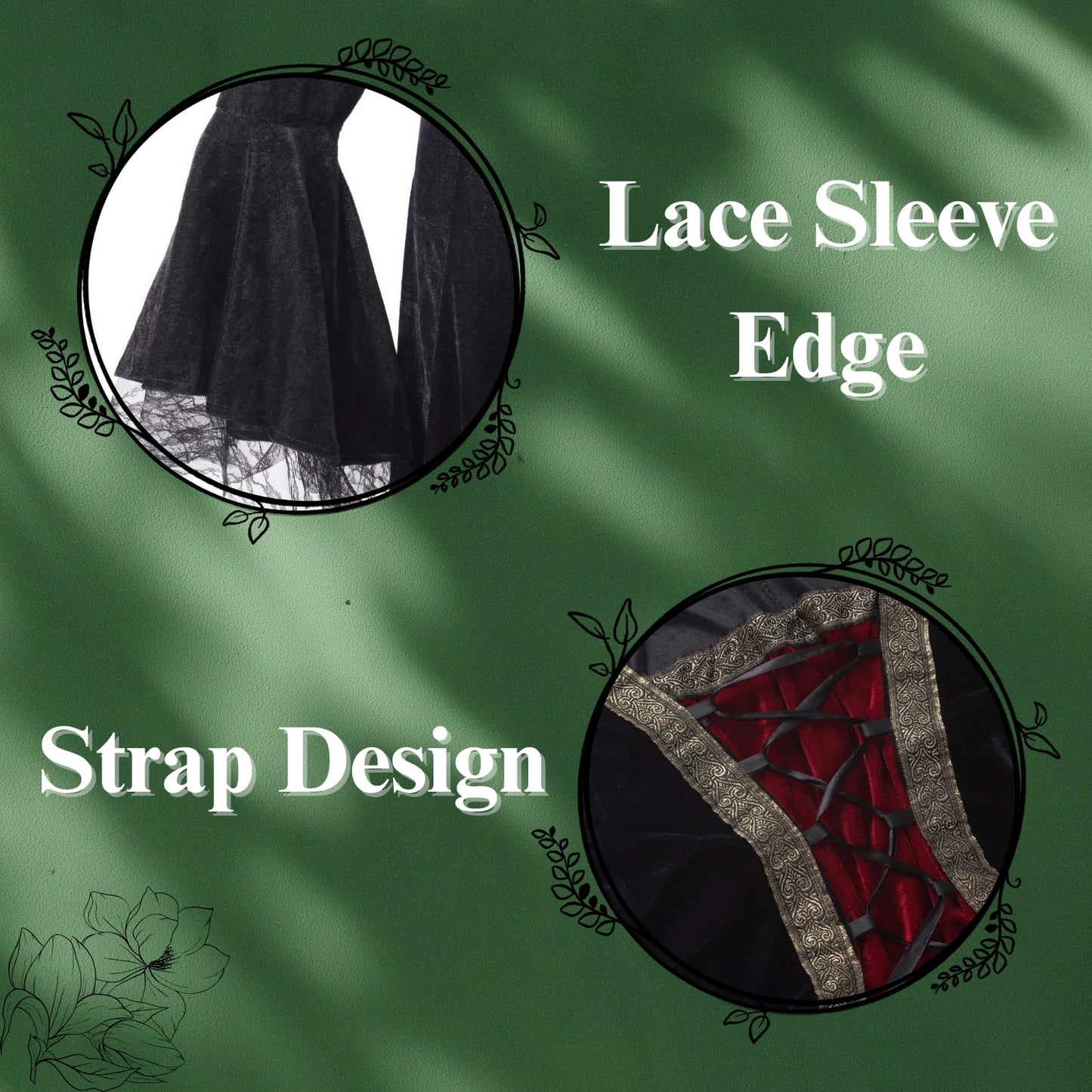 Colorful House Womens Medieval Renaissance Princess Retro Gown Cosplay Costume Dress(X-Large,Black(hooded))