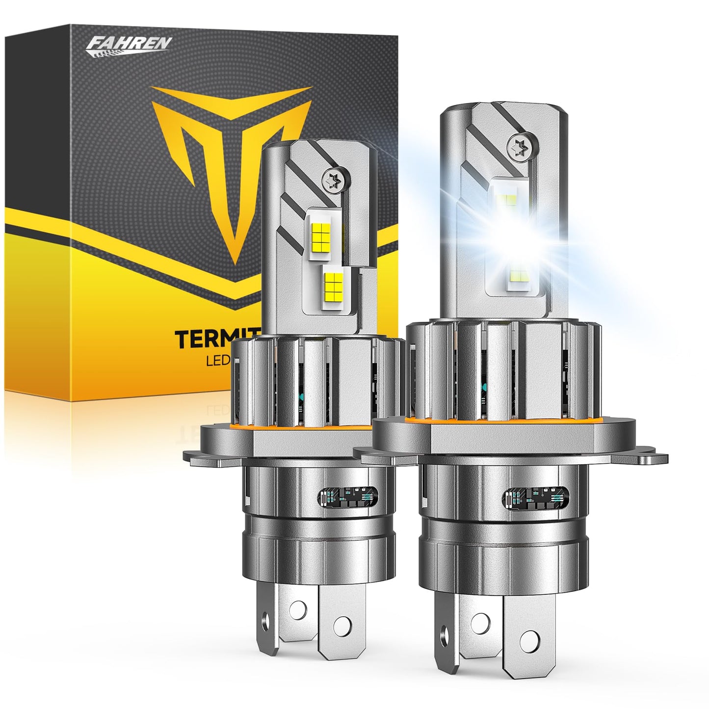 FAHREN Upgraded H4/9003/HB2 Bulb, [Modern & Brightest] 36000LM 900% Ultra-Bright Bulbs 360° Adjustable Quick Install, 1:1 Mini Size No Adapter Required H4 Fog Light bulb, Pack of 2