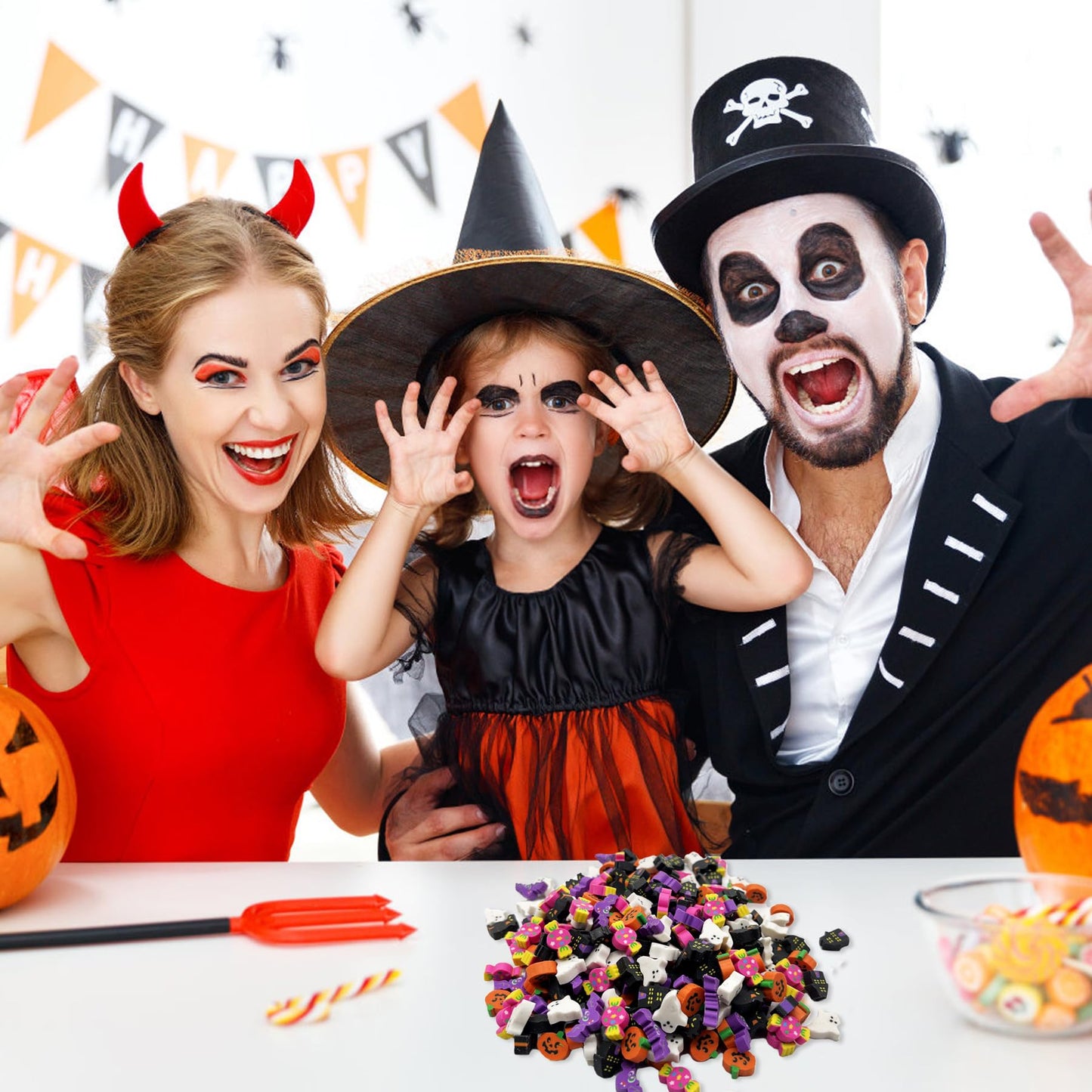 300 Pieces Halloween Mini Erasers, Assortment Novelty Pencil Erasers Bulk for Students Home School Work Classroom Rewards Prizes Gift