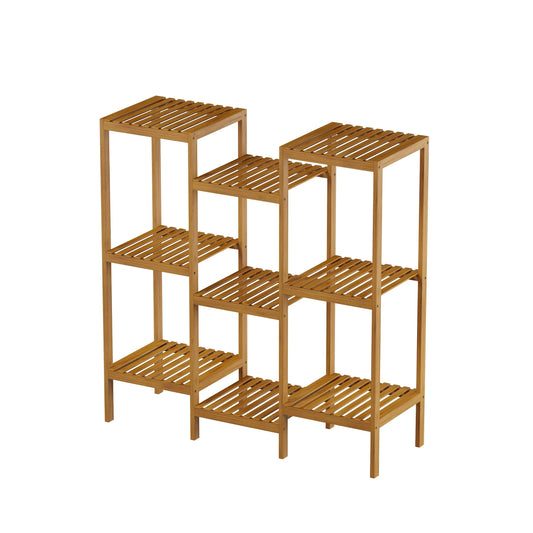 Multi-Level Plant Stand - Freestanding 9-Tier Bamboo Shelf - Indoor/Outdoor Shelving Unit for Storage, Flowerpots, Shoes, and Display by Pure Garden
