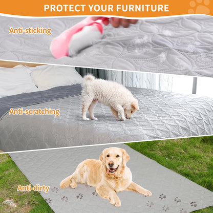 PICK FOR LIFE Waterproof Dog Blanket For Bed, 157×208cm Dog Blankets Washable Soft Reversible Puppy Blankets Anti Scratches Dirty for Bed Sofa Furniture (Light/Dark Grey)