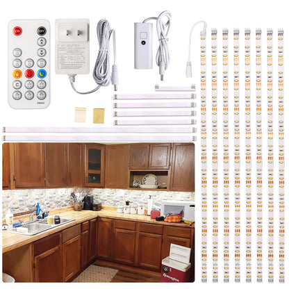 LED Under Counter Light, Wobane Dimmable Under Cabinet Lighting, 8 PCS LED Strip Light Bars with Remote Control for Kitchen,Shelf,Pantry,Showcase,Desk,Cupboard 6000K White, Timing, 20W 1900LM,13 ft