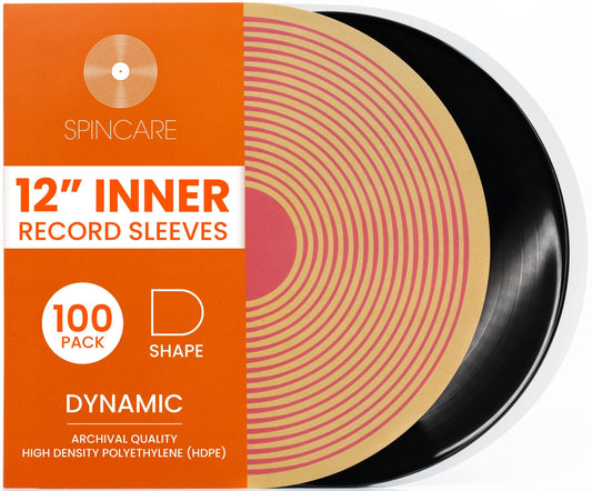 100x 12 Inch Anti Static Inner Vinyl Record Sleeves | Dynamic Rounded Edge Plastic LP Sleeve | Replace Cardboard PVC & Paper Sleeves | Premium 50 Micron HDPE - Won't Bunch Or Collapse