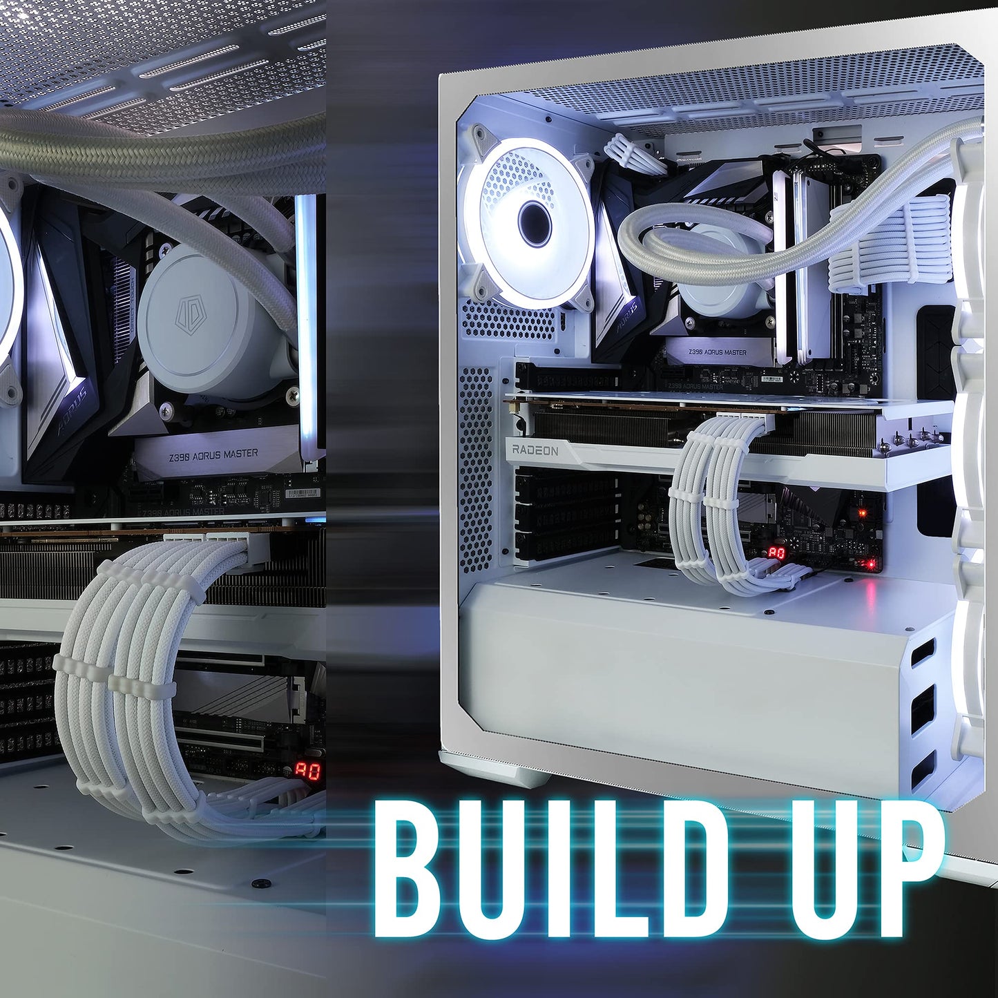 EZDIY-FAB PSU Cable Extension kit Sleeved Cable Custom Power Supply Sleeved Extension -White
