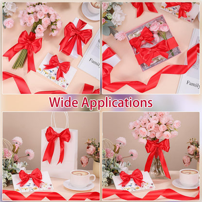 Red Ribbon 60 Yards 1-1/2 Inch Christmas Ribbon Red Satin Ribbons for Gift Wrapping Handmade Roses Wall Dorm Decor Bows Crafts Flower Bouquet Christmas Wedding Party