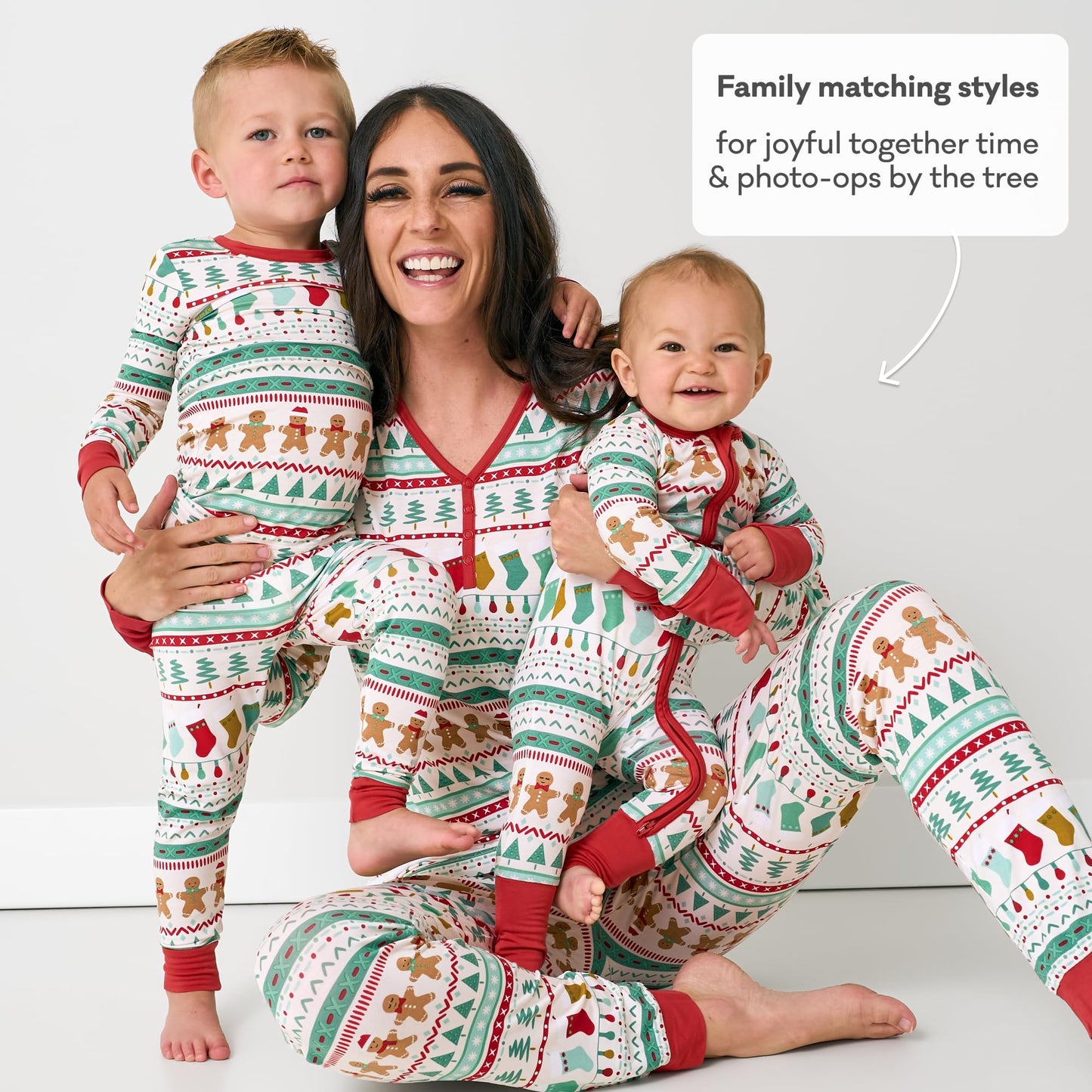 Little Sleepies Two-Piece Kids Christmas Pajamas Set for Boys & Girls, Viscose from Bamboo, Family Matching Christmas PJs, Fair Isle, 3T