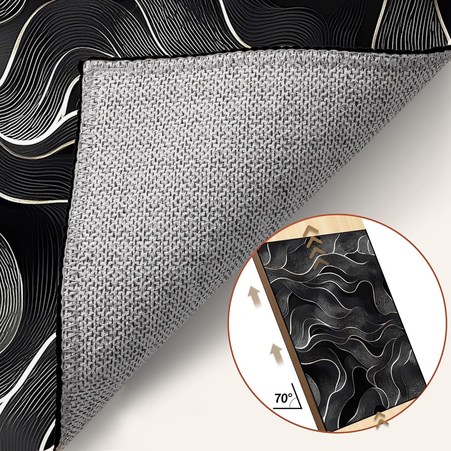 8x10 Area Rug Black White Modern Rug for Living Room Indoor Machine Washable Abstract Rugs for Bedroom Ultra Soft Dining Room Large Carpet Non-Slip Non-Shedding Throw Rug for Home Office