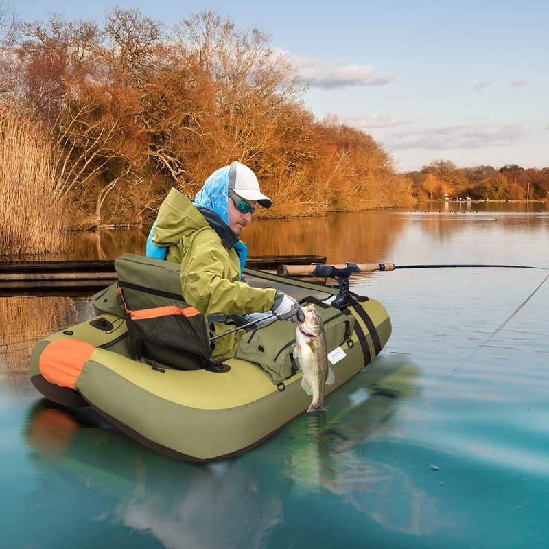 Xproutdoor Fishing Float Tube with Adjustable Backpack Straps, Storage Pockets, Fish Ruler, Fly Fishing Boat with Pump, Oar, Rod Holder and, Fins