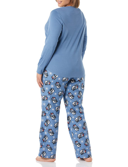 Amazon Essentials Disney | Marvel | Star Wars Women's Flannel Pajama Sleep Sets, Nightmare Santa Jack - Womens, Large