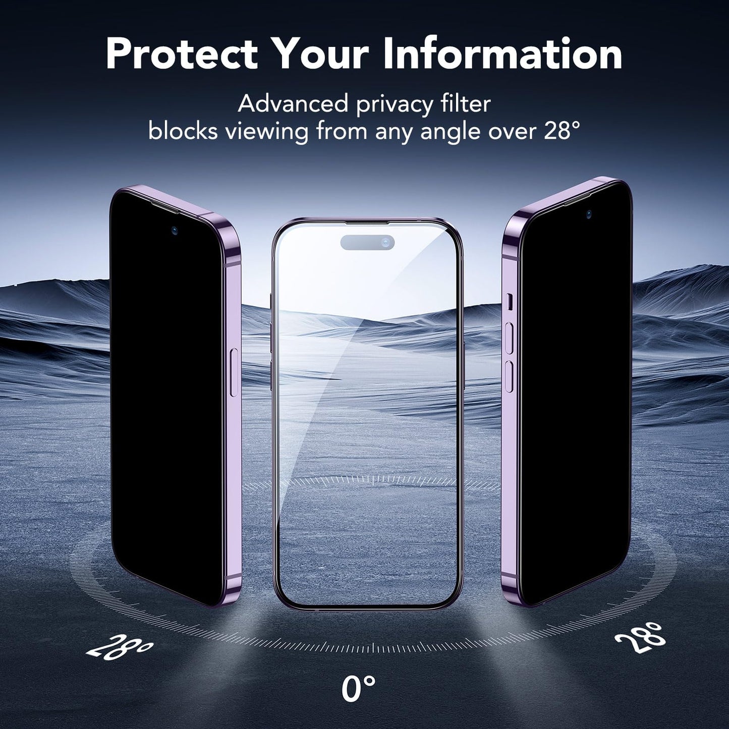 ESR 3 Pack for iPhone 15 Pro Max Screen Protector, [9H Hardness] [Military Grade Shatterproof] Full Coverage Tempered Glass Film with Easy Installation Tool, HD Clear, Scratch Resistant