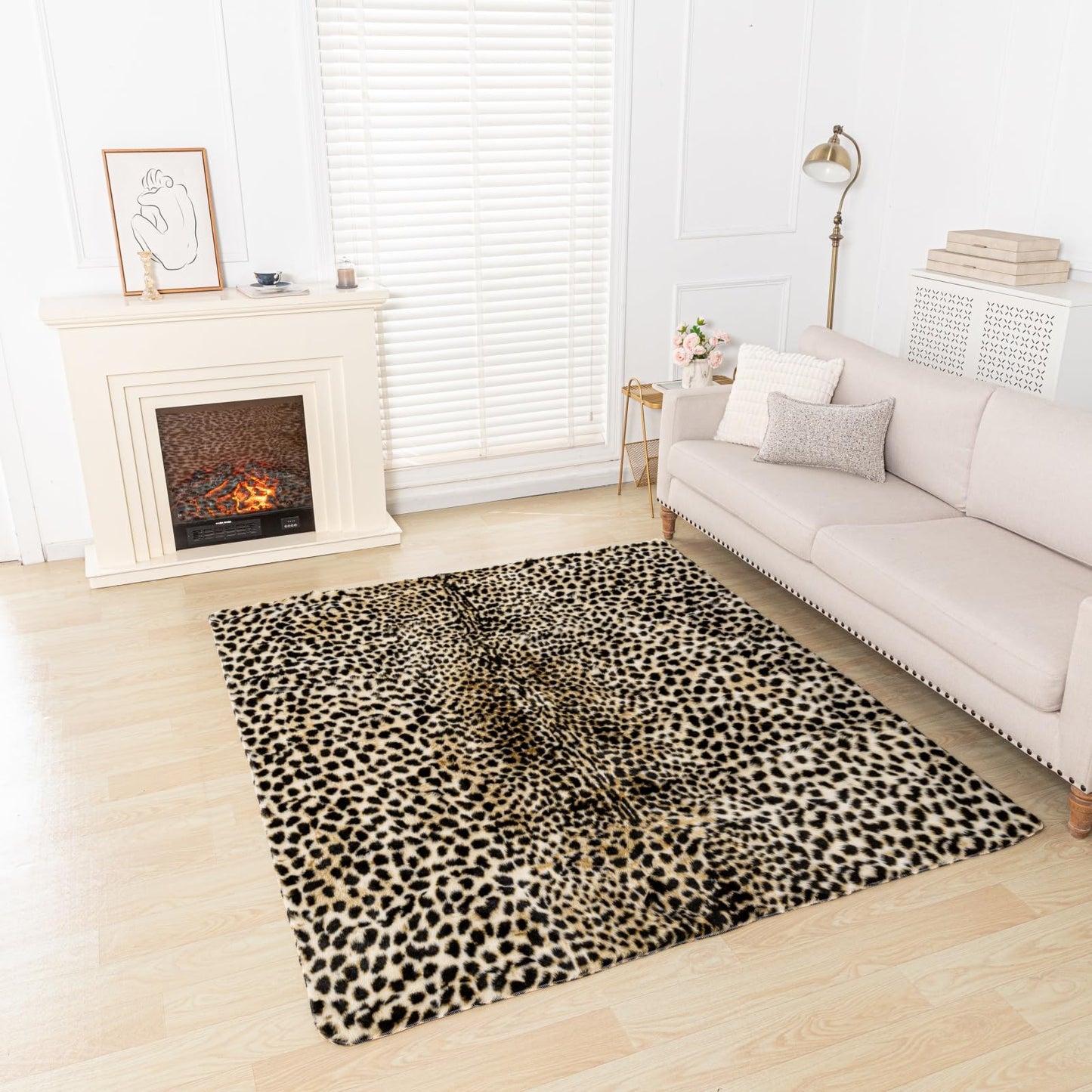 Asuprui Cheetah Print Area Rug – Soft Leopard Rug Animal Print Cowhide Rug for Kids' Room Decor, Playroom or Nursery (5.9 x 7 Ft)