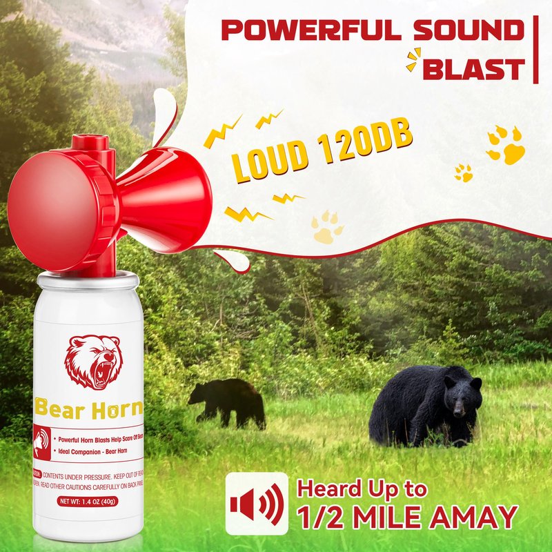 Dunkive 2 Pack Bear Horns - Very Loud 120dB Air Horns for Safety, Heard Up to 1/2 Mile Away, Scares Wild Animals