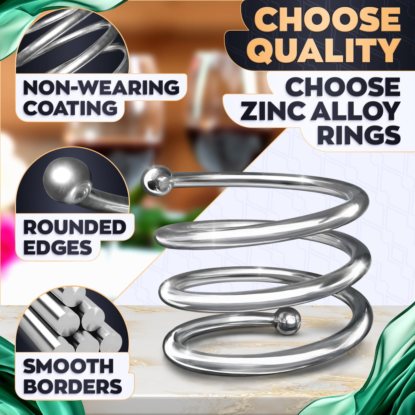 Silver Napkin Rings Set of 8 – Elegant Spring Napkin Rings with Sturdy Metal Design | Easy to Clean, Durable & Versatile for Table Settings, Special Occasions, Elegant Table Decor & Gift Giving Ideas