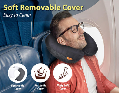 TREKOLOGY Inflatable Neck Pillow for Travel, Blow Up Neck Pillow for Travel with Removable Cover