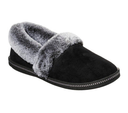 Skechers Women's Cozy Campfire - Team Toasty Low Top Slippers, Black Black Microfiber Suede Faux Fur Line Blk, 6 UK