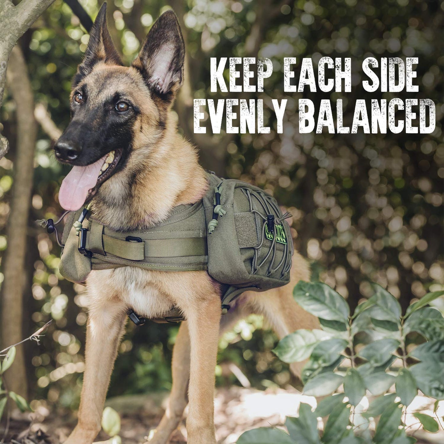 OneTigris Dog Pack Hound Travel Camping Hiking Backpack Saddle Bag Rucksack for Medium & Large Dog (Ranger Green)