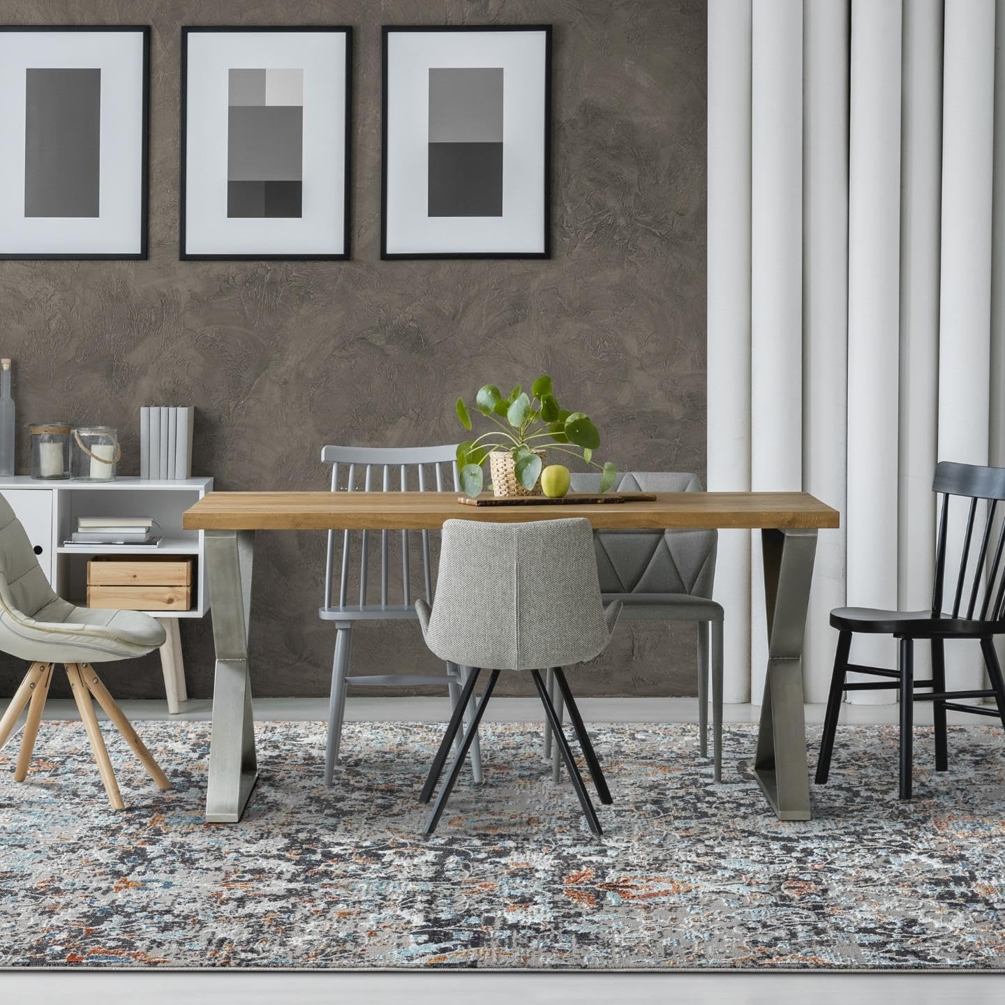 LUXE WEAVERS Vintage Floral Gray Area Rug 4x5 Area Rug